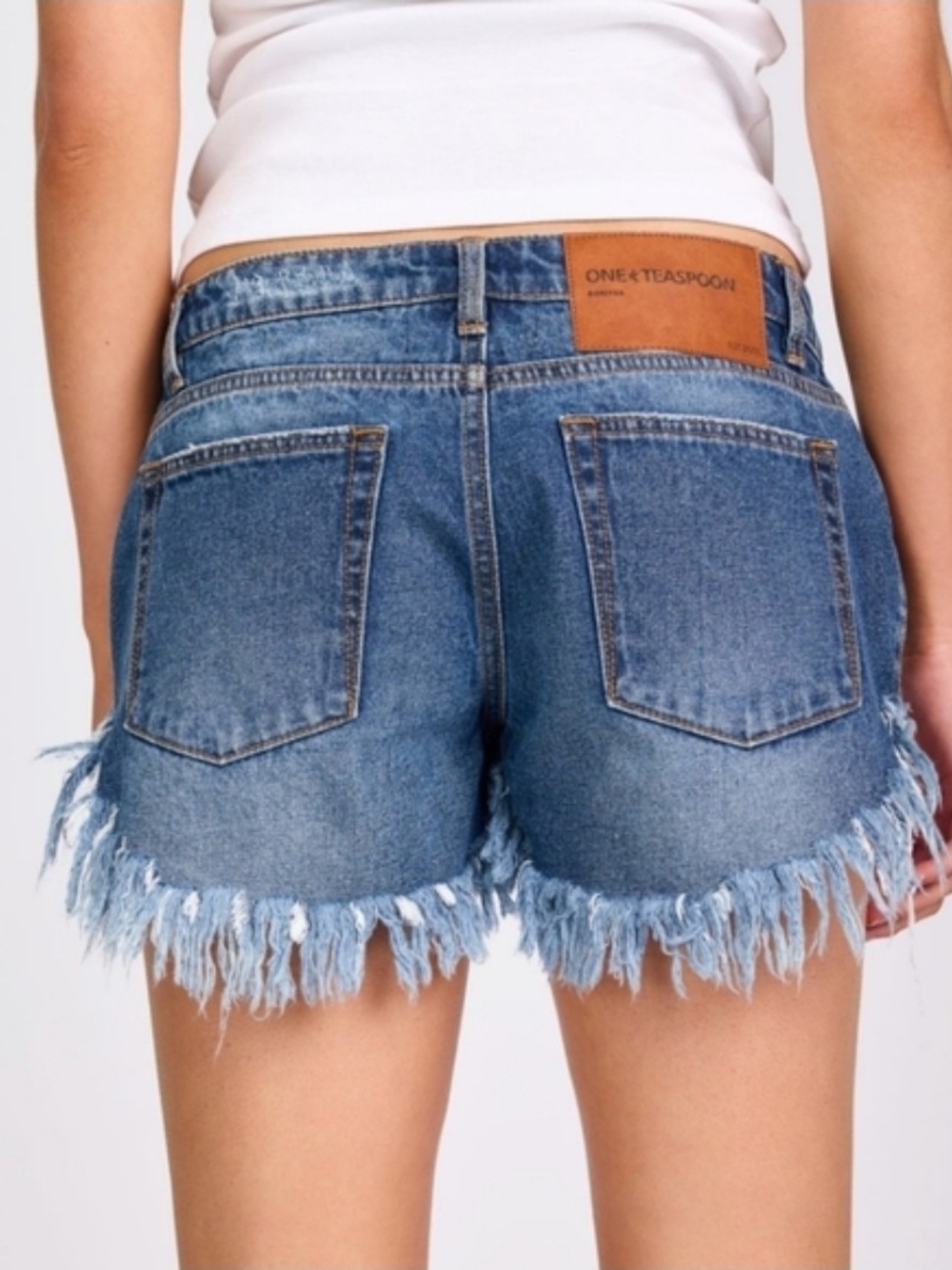 One Teaspoon Bay Blue Bonitas Low Waist Denim Shorts - Picture 4 of 7